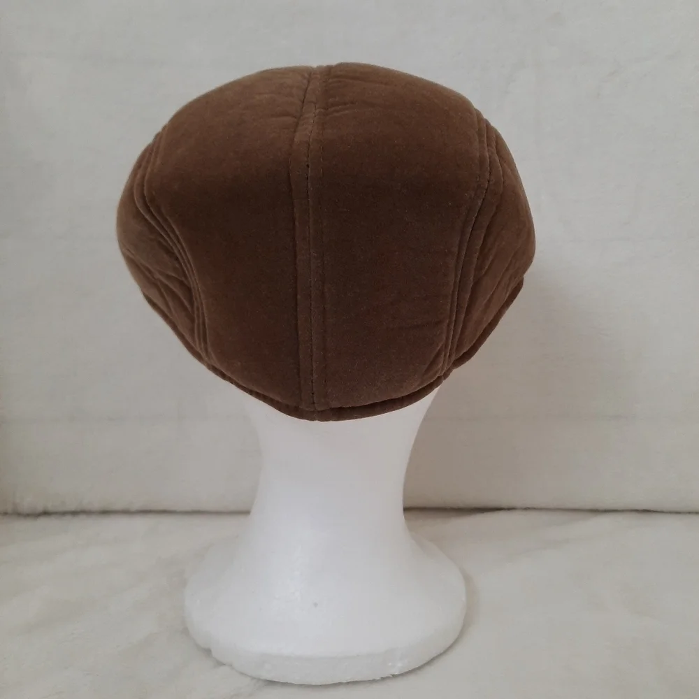 Vintage Feraricci brown velvet newsboy hat